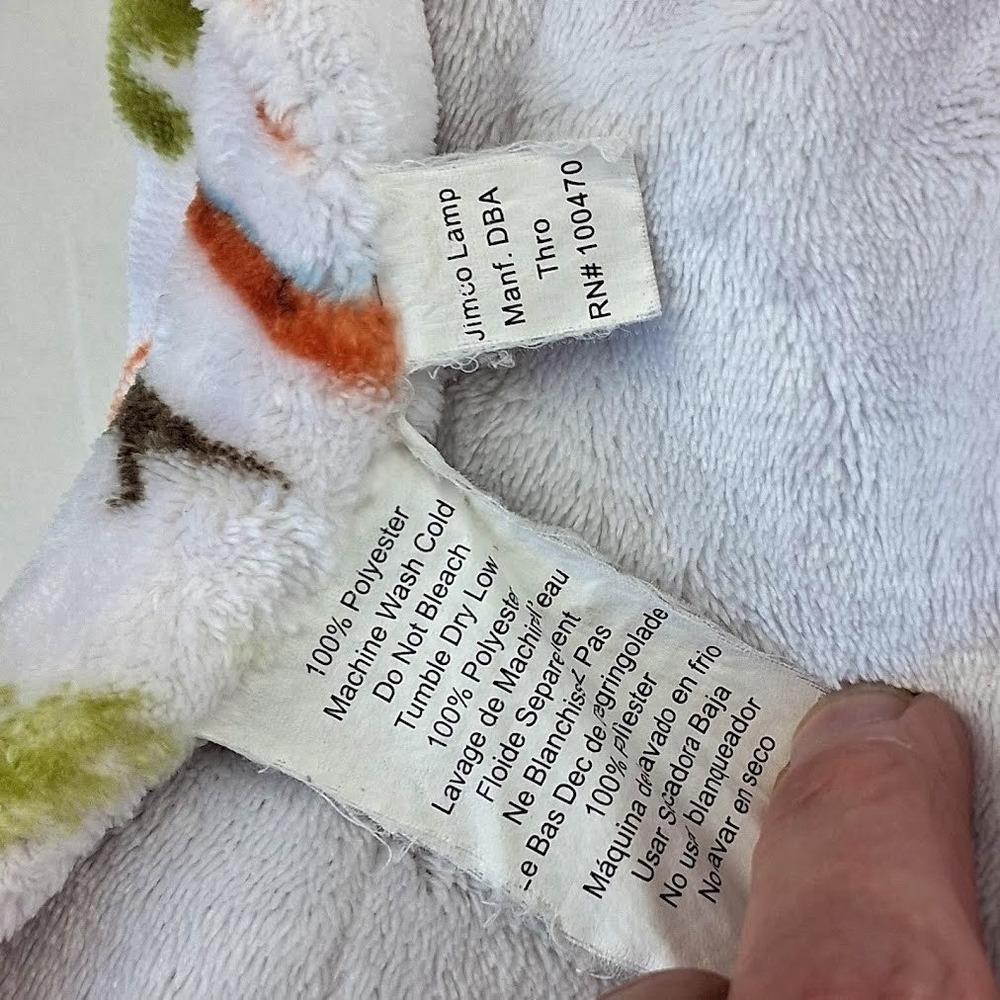 Thro Plush Dinosaur Baby Blanket White Back 30x40 Dalton Dino Lovey Palm Tree - Picture 3 of 3